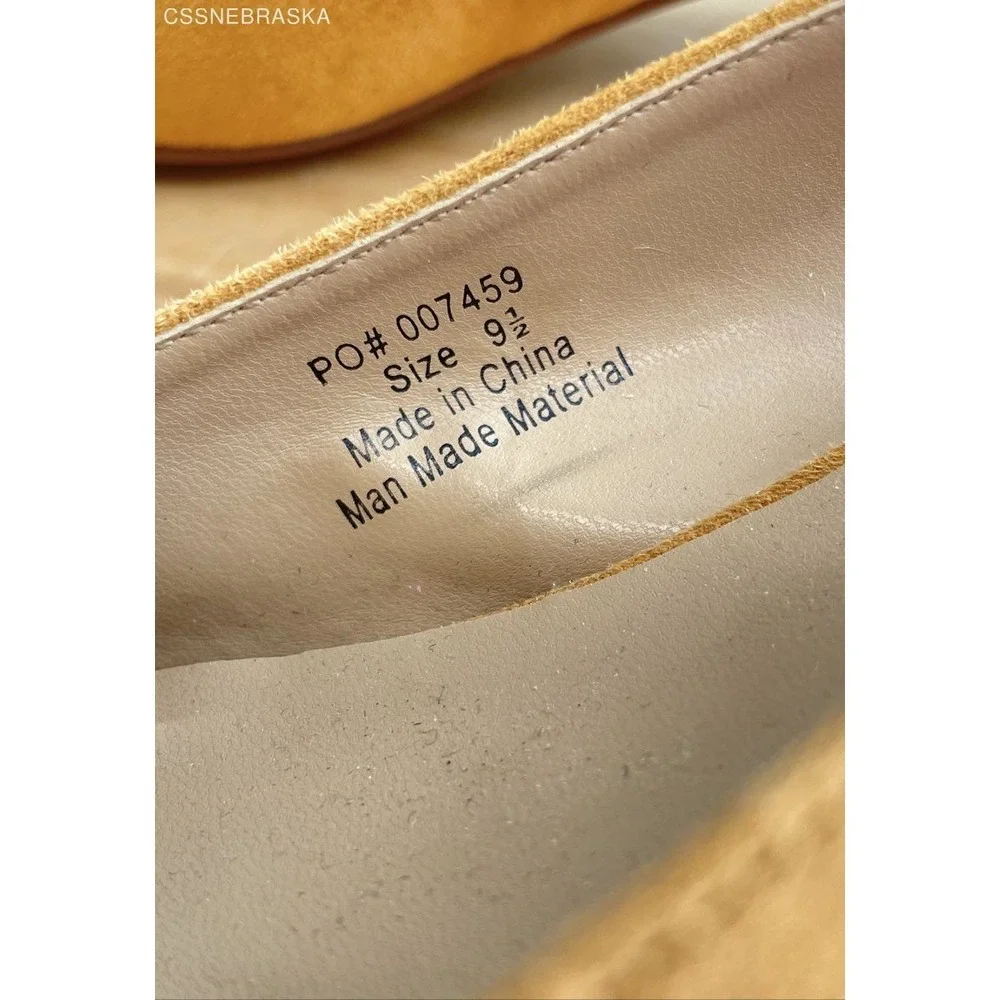 Journee Collection Kittie Mustard Faux Suede Slingback Block Heels Size 9.5
